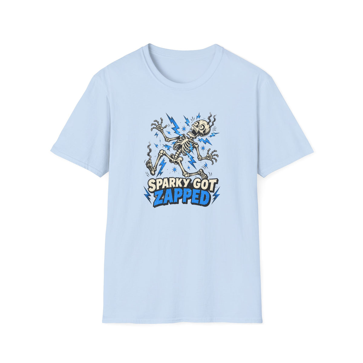 Sparky Got Zapped Skeleton Graphic T-Shirt