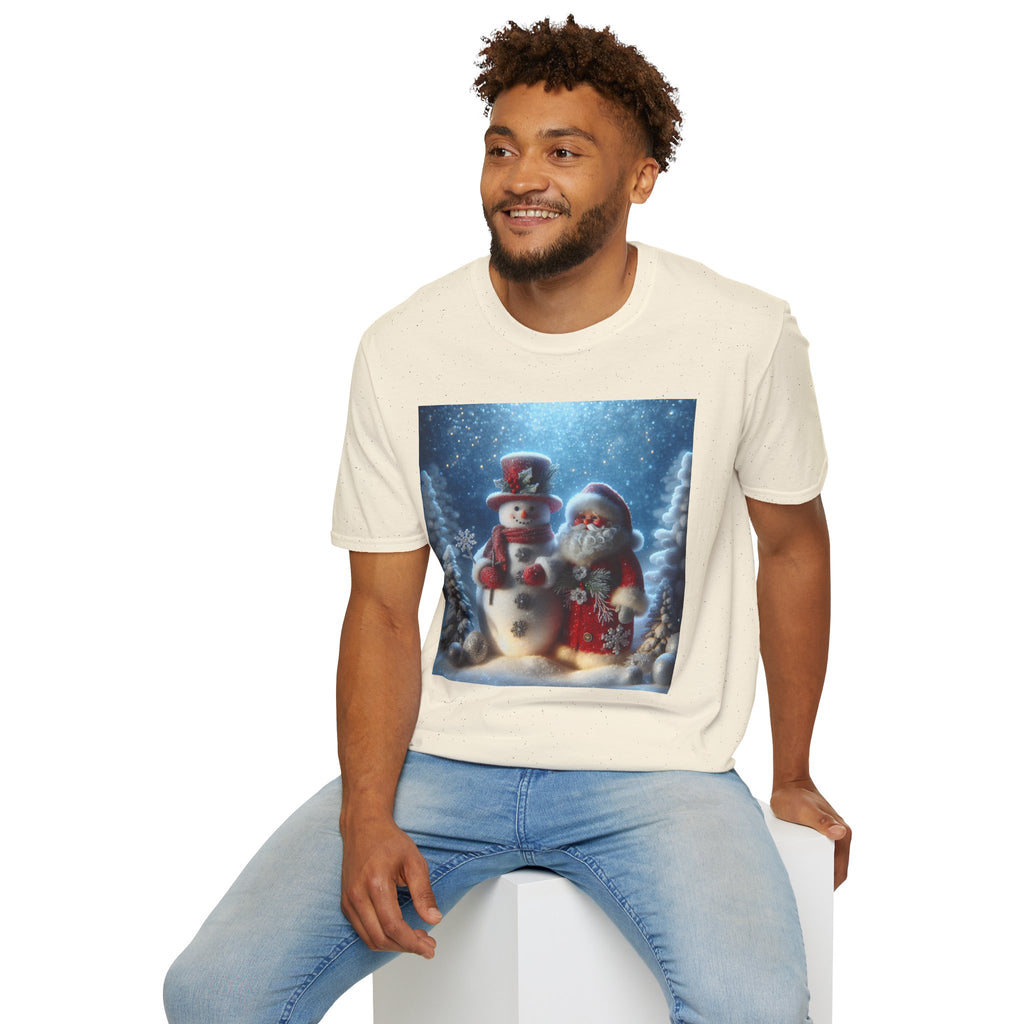 Christmas Santa & Snowman T-Shirt — Holiday Winter Scene Tee