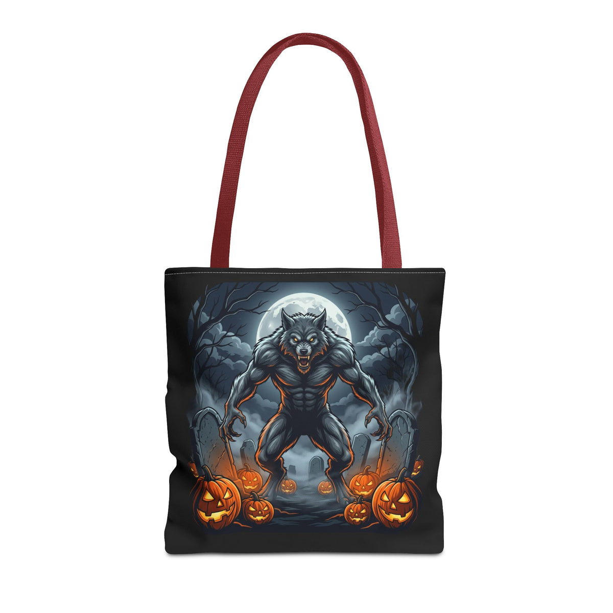 Werewolf Halloween Tote Bag — Full Moon Pumpkin Horror AOP Tote