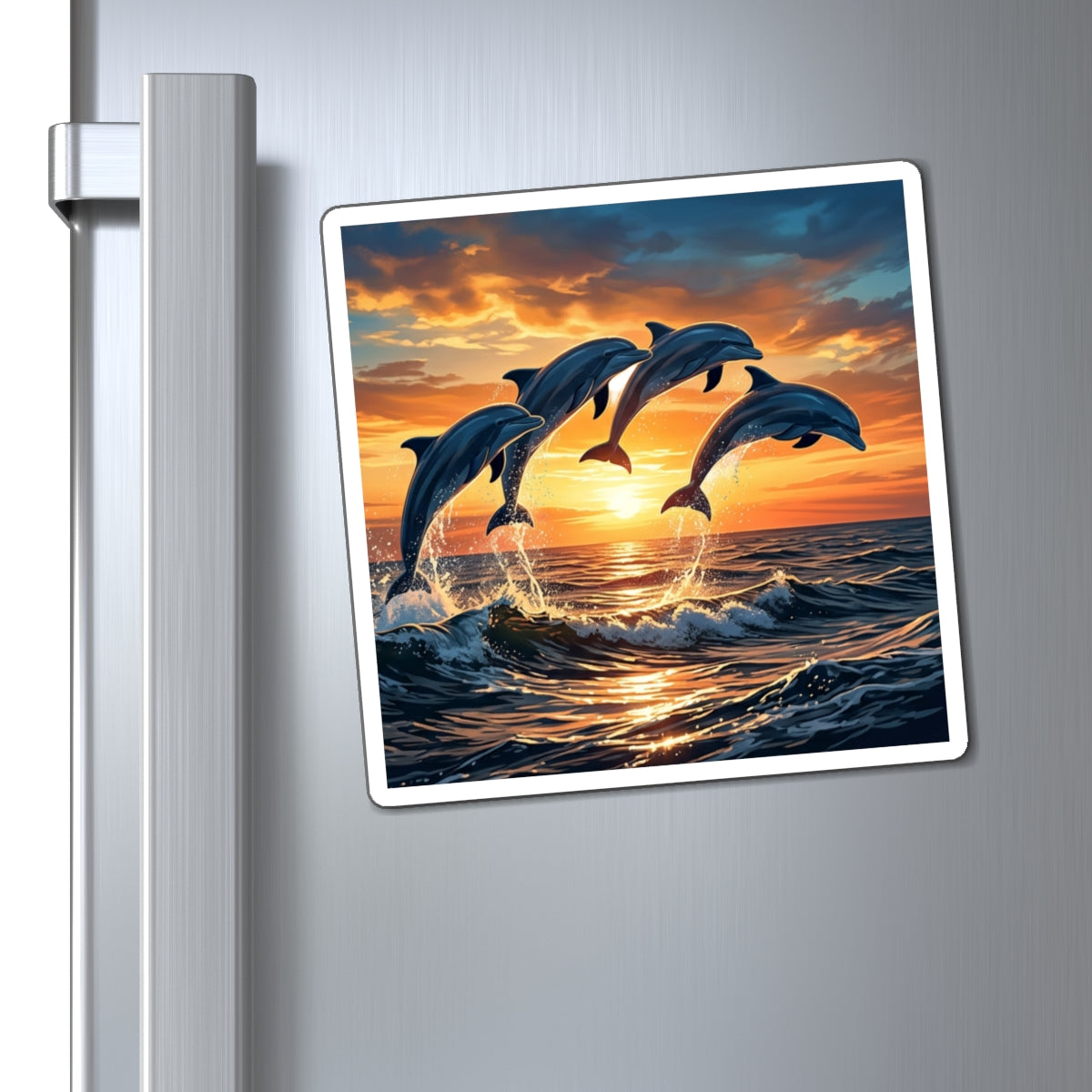 Dolphin Sunset Ocean Magnets