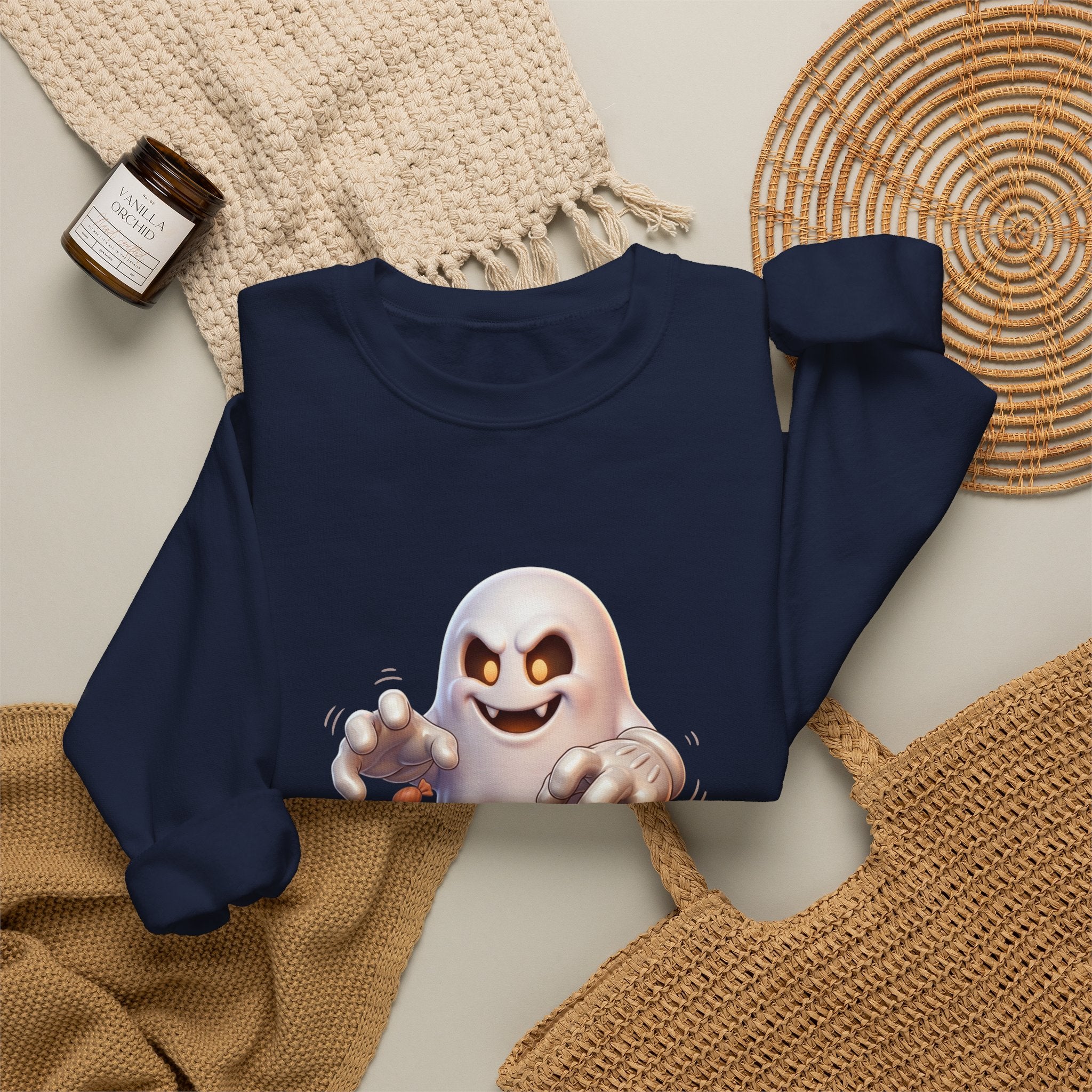 Candy Grabber Ghost Halloween Crewneck Sweatshirt