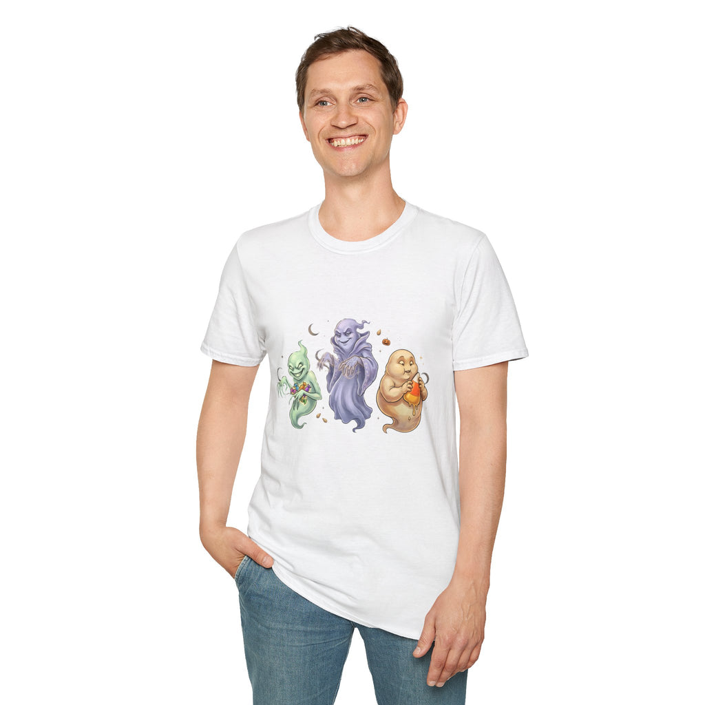 Three Quirky Ghosts Halloween Unisex Softstyle T-Shirt