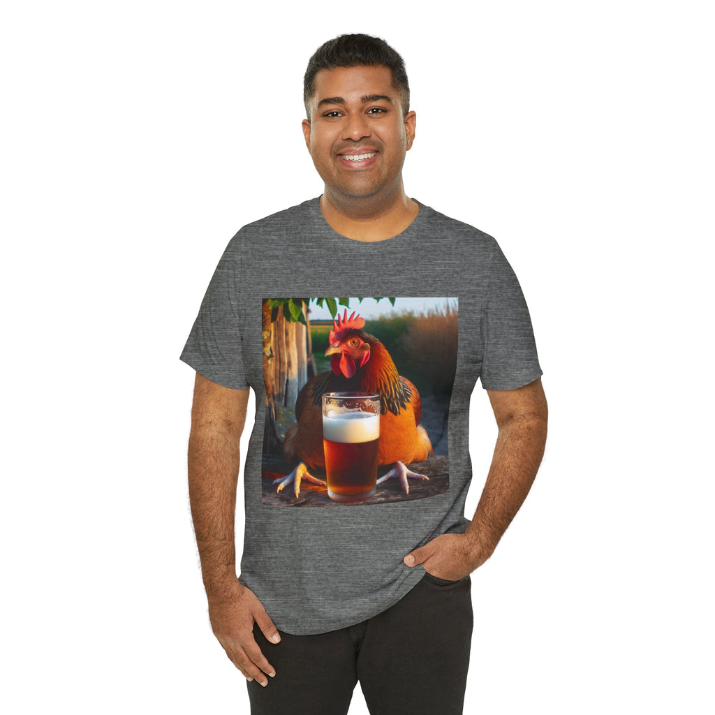 Funny Rooster with Beer Graphic Unisex T-Shirt