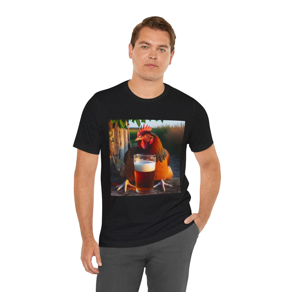 Funny Rooster with Beer Graphic Unisex T-Shirt
