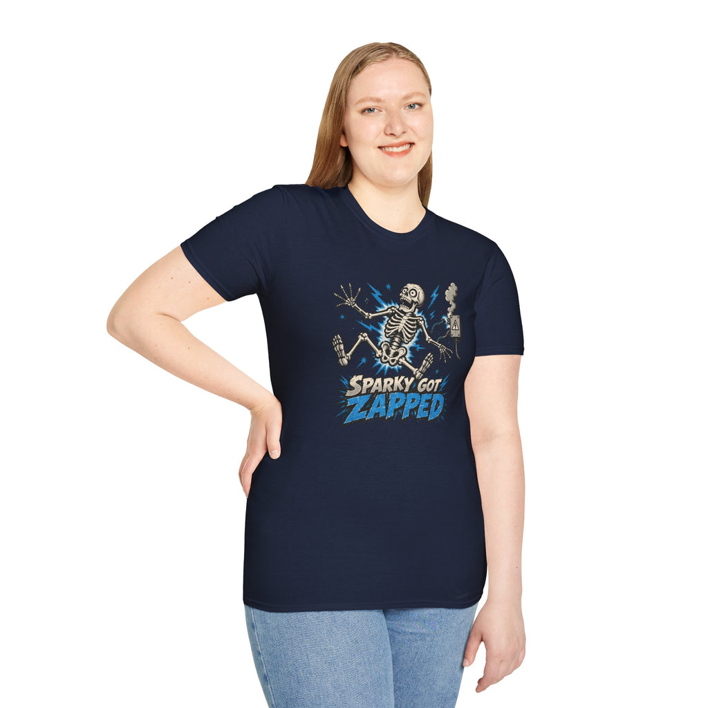 Sparky Got Zapped Skeleton Lightning T-Shirt