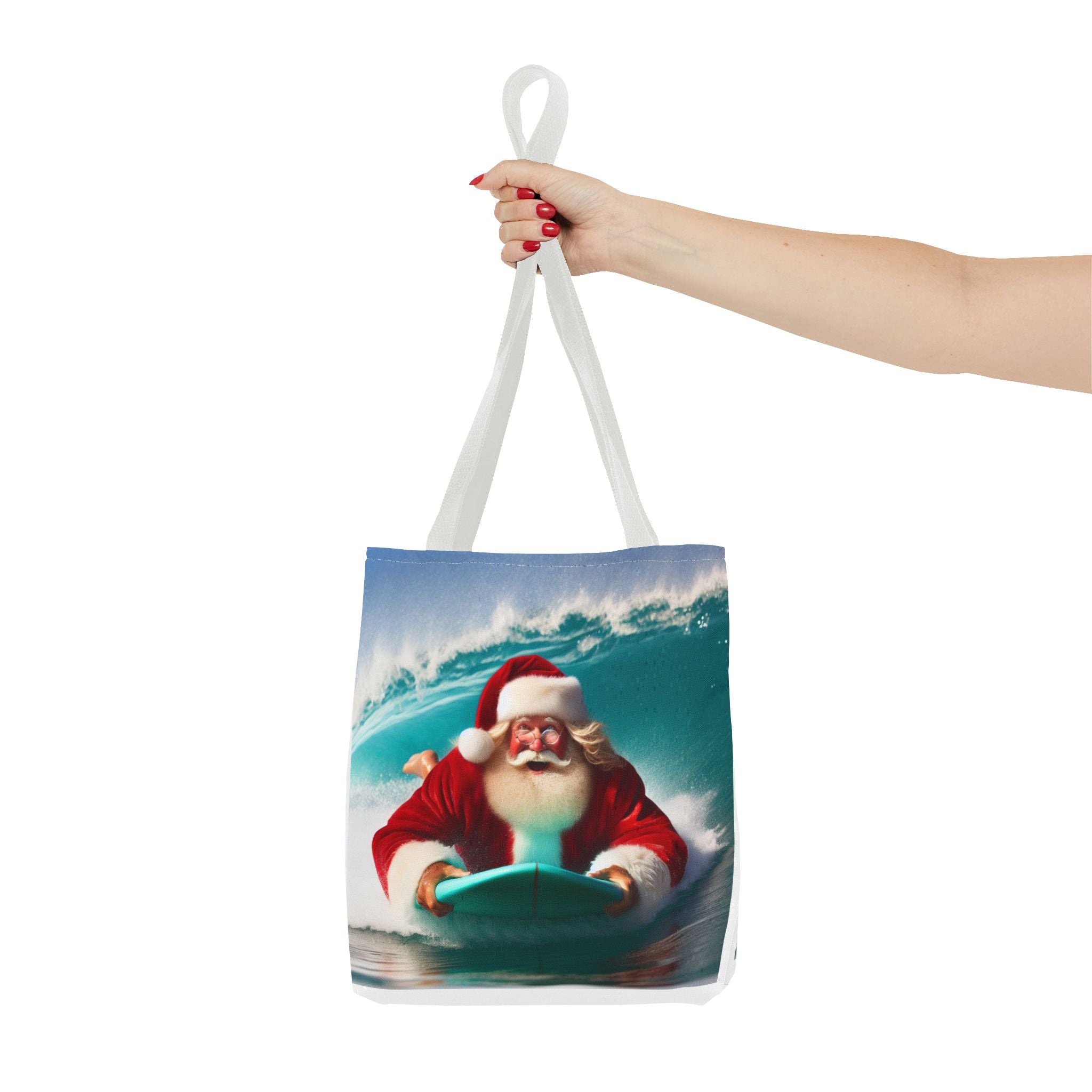 Christmas Surfing Santa Tote Bag – Festive Beach Holiday Shopper