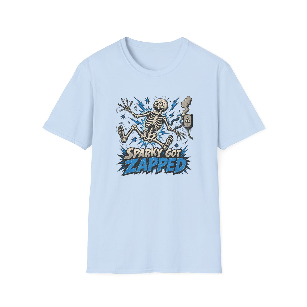 Sparky Got Zapped Skeleton Lightning T-Shirt