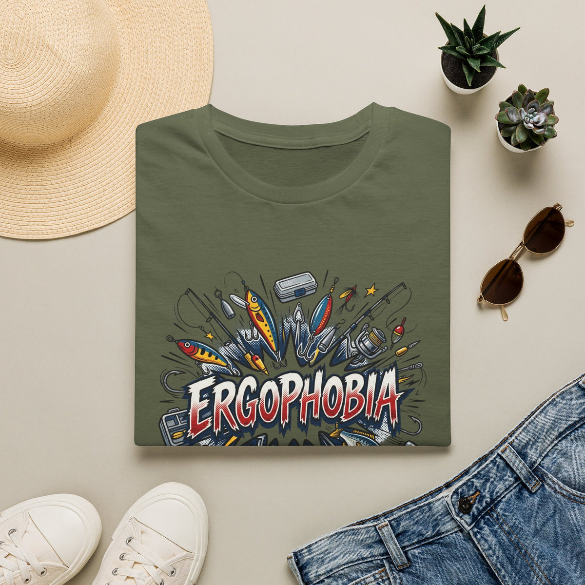 Ergophobia Comic Burst T-Shirt — Funny Anxiety Awareness Tee