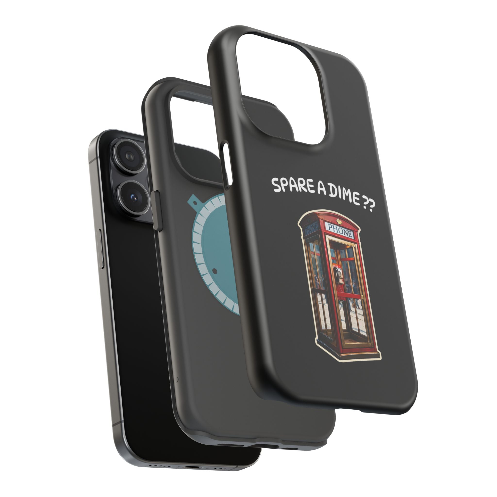 Phone Case — 'Spare a Dime?' Retro Phone Booth Magnetic Impact‑Resistant Case