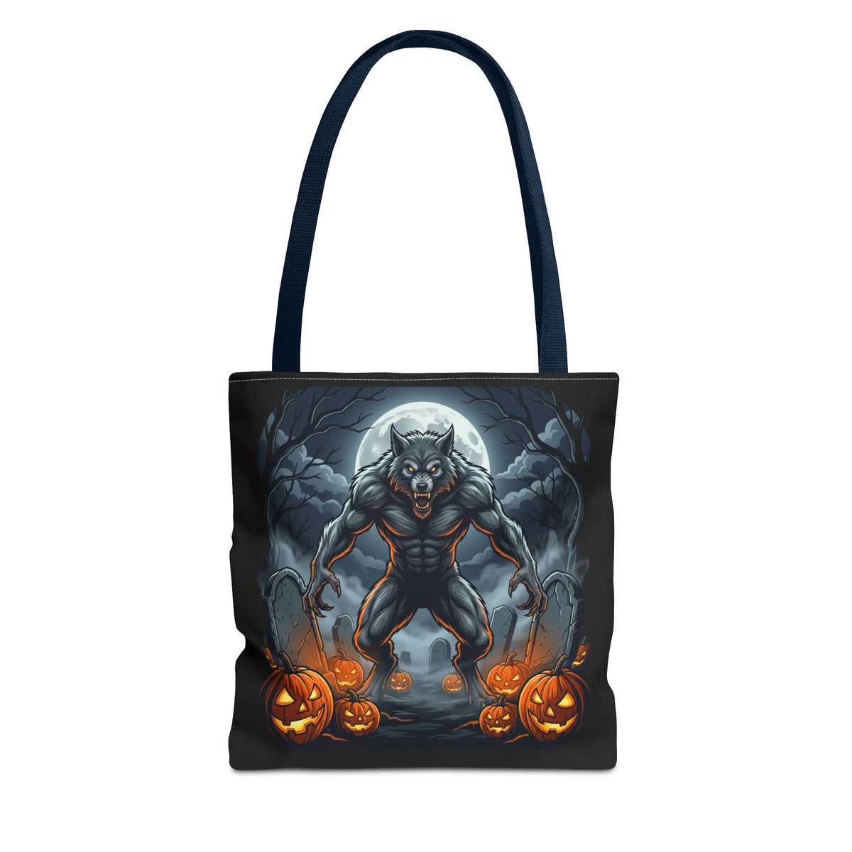 Werewolf Halloween Tote Bag — Full Moon Pumpkin Horror AOP Tote
