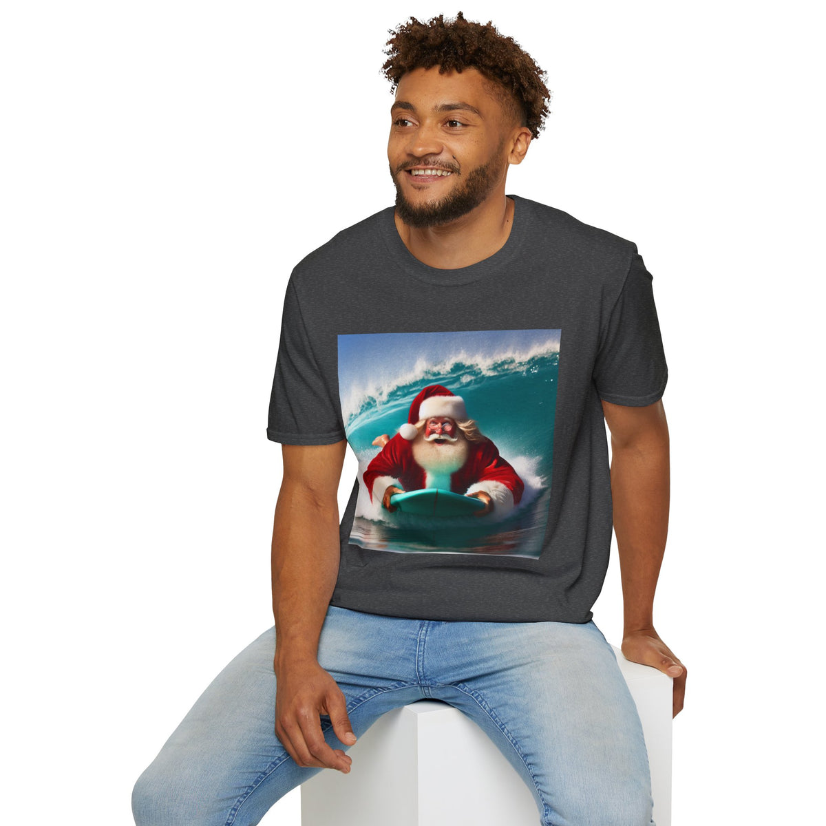 Surfing Santa T-Shirt — Funny Christmas Surf Holiday Tee