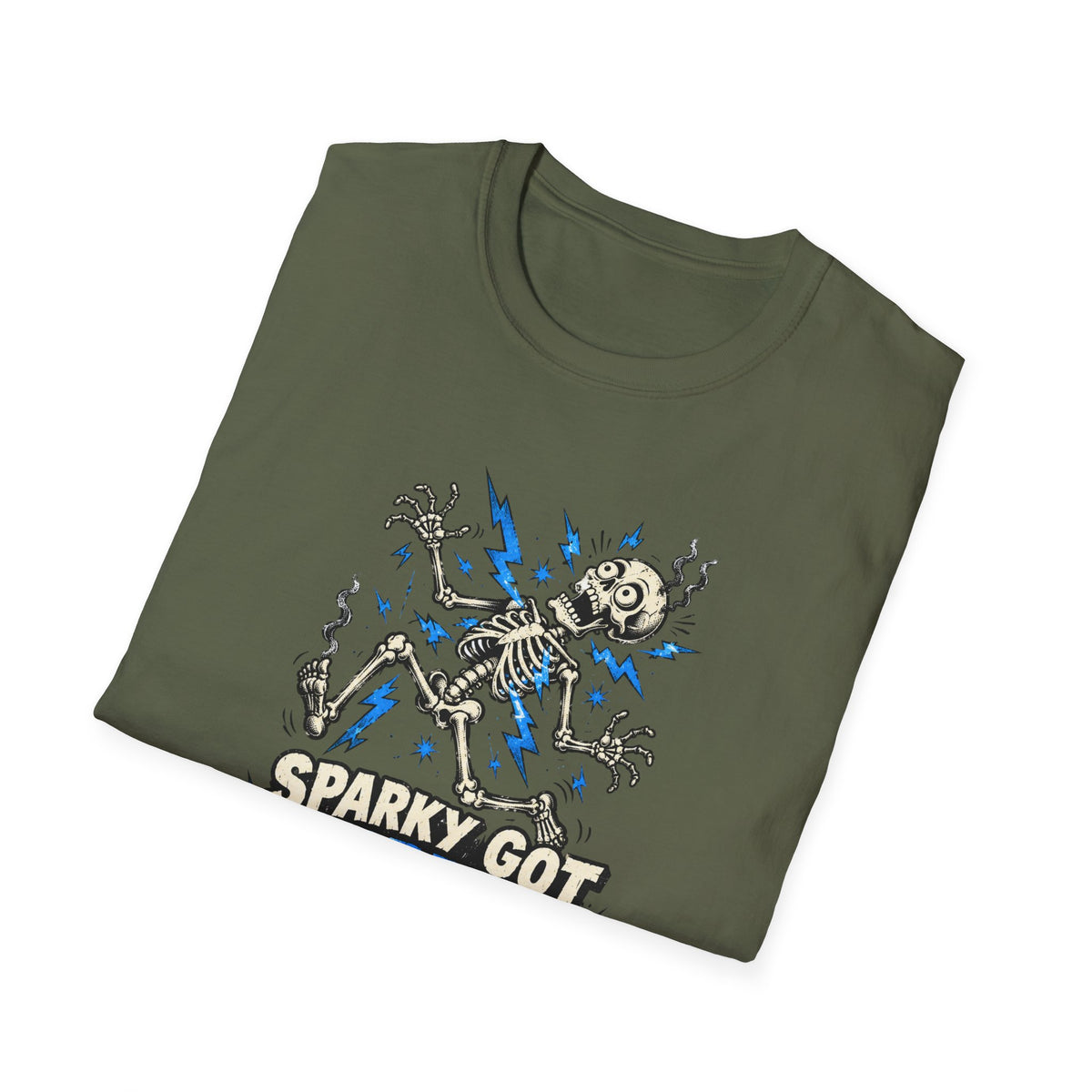 Sparky Got Zapped Skeleton Graphic T-Shirt