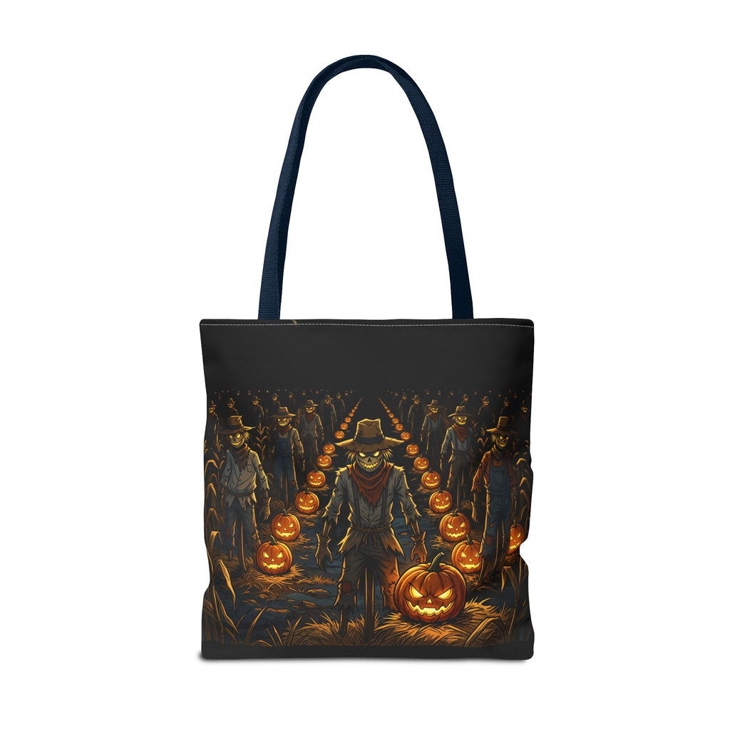 Halloween Scarecrow Parade Tote Bag – Spooky Pumpkin Field All-Over Print Tote