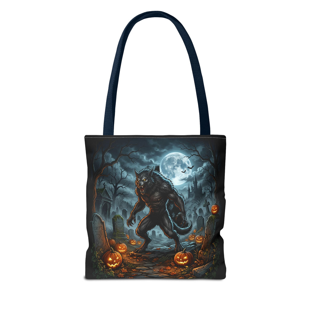 Halloween Werewolf Tote Bag – Spooky Graveyard Pumpkin Night Market Tote