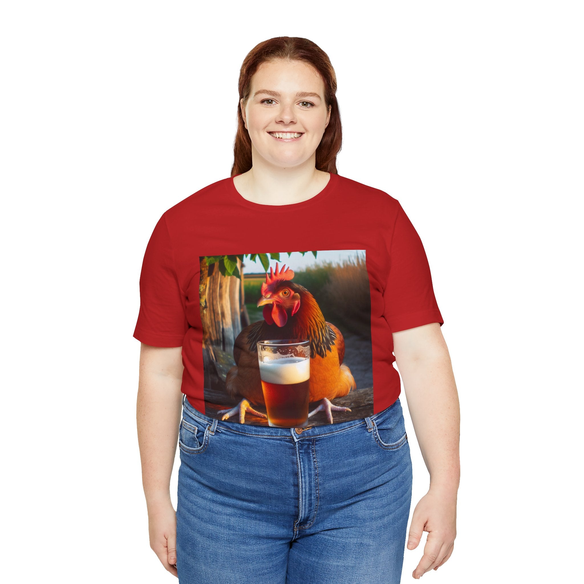 Funny Rooster with Beer Graphic Unisex T-Shirt