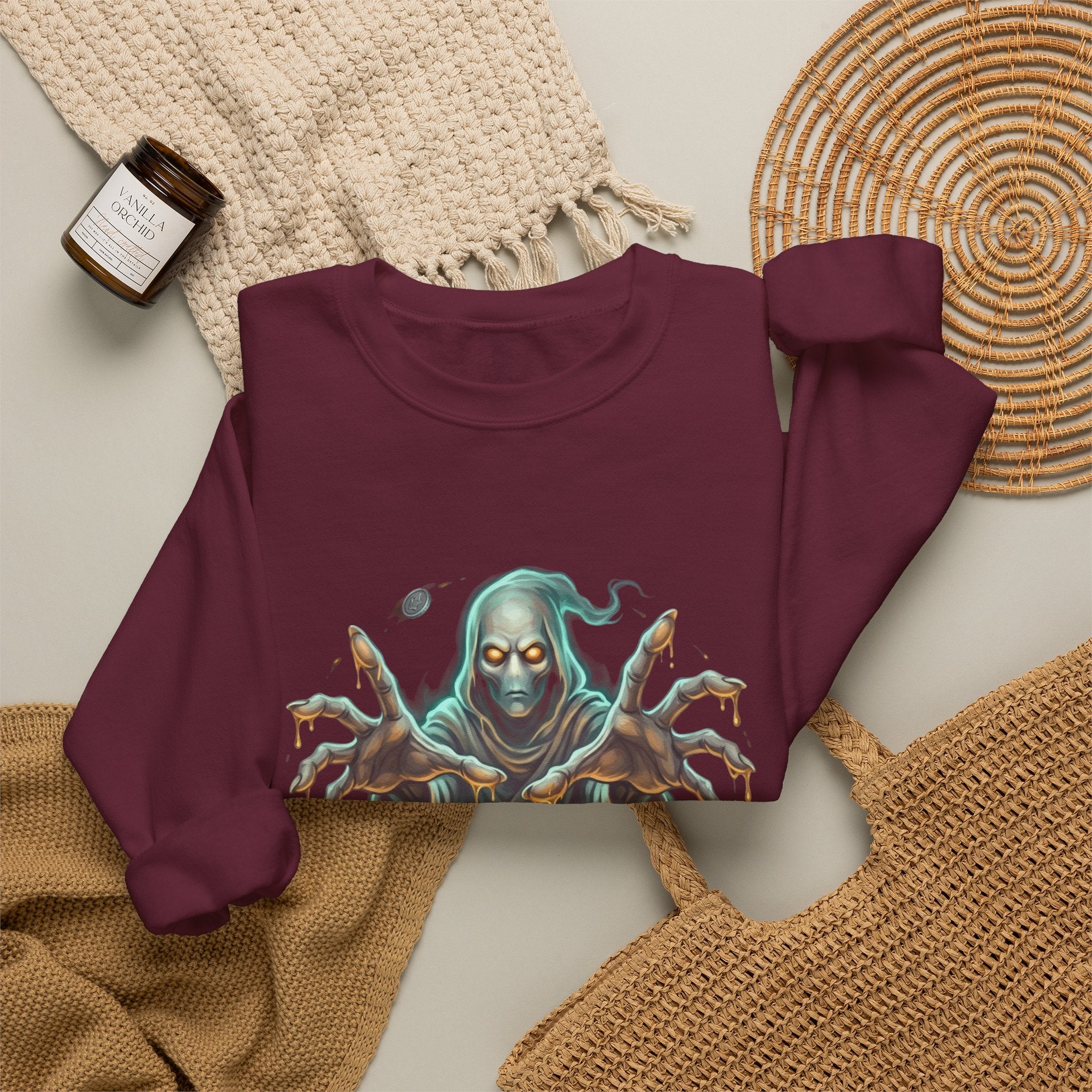 Hooded Wraith Halloween Crewneck Sweatshirt