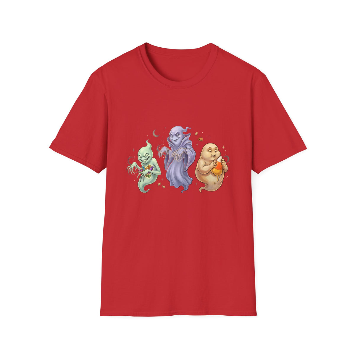 Three Quirky Ghosts Halloween Unisex Softstyle T-Shirt