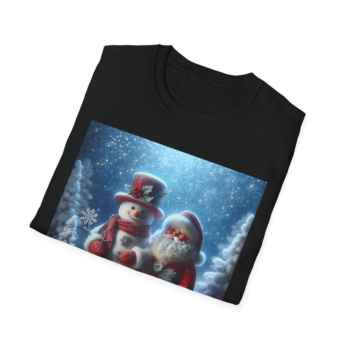 Christmas Santa & Snowman T-Shirt — Holiday Winter Scene Tee
