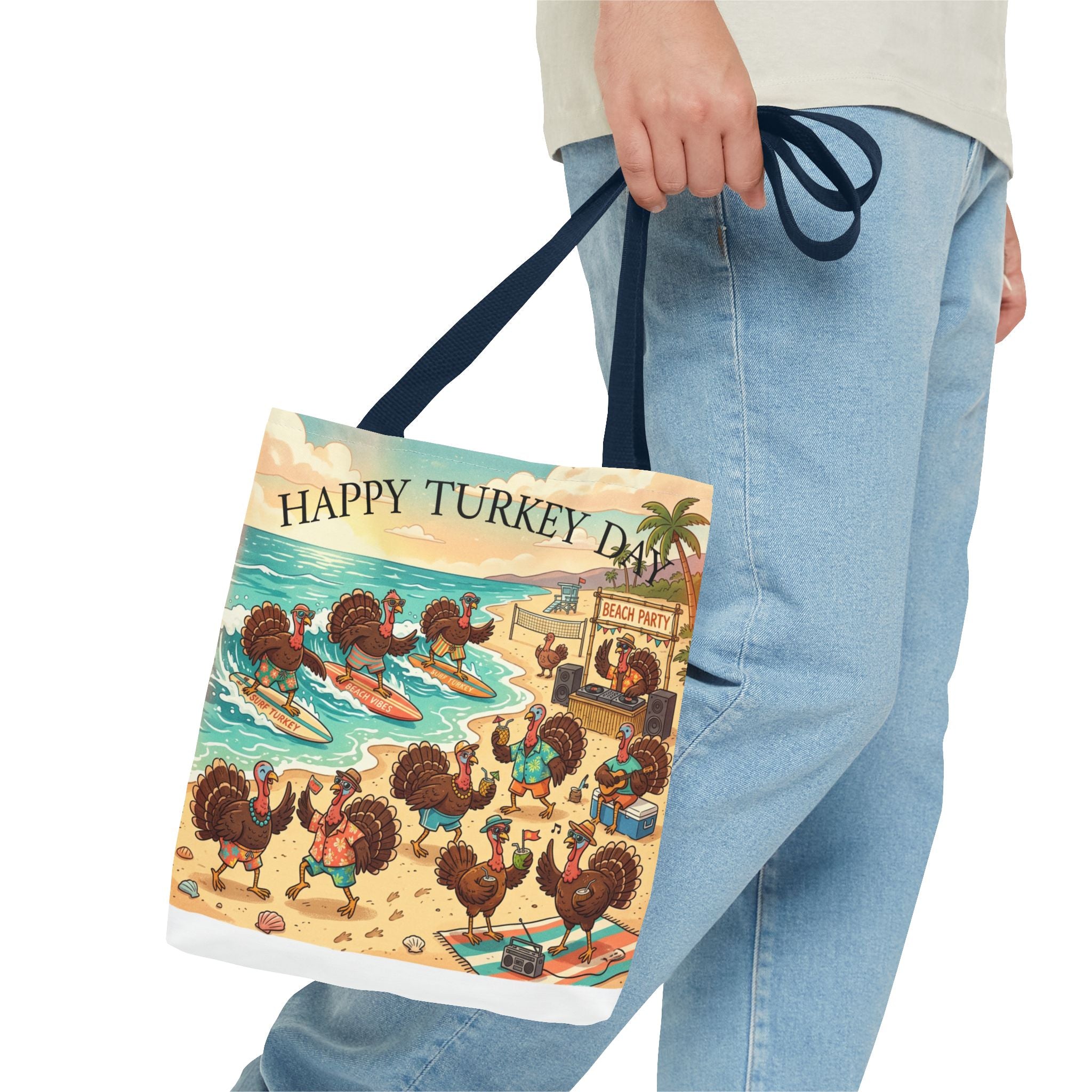 Turkeys Beach Tote Bag – Funny Thanksgiving Summer Beach Tote