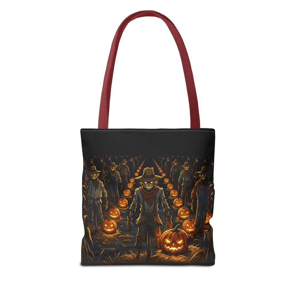 Halloween Scarecrow Parade Tote Bag – Spooky Pumpkin Field All-Over Print Tote