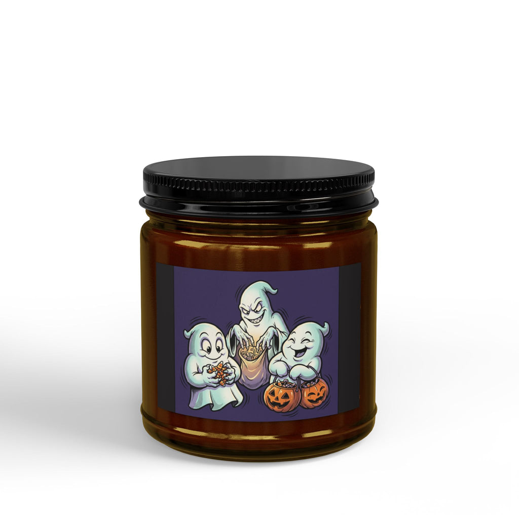 THREE GREEDY GHOST HALLOWEEN Scented Soy Candles with Black Lid, (4 and 9oz)