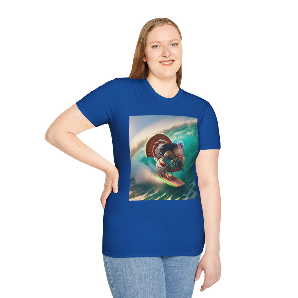 Majestic Surfing Turkey T-Shirt – Thanksgiving Wildlife Graphic Tee
