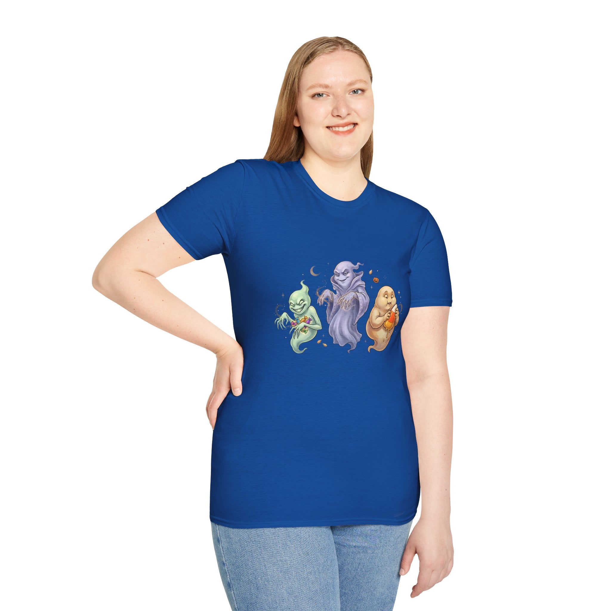 Three Quirky Ghosts Halloween Unisex Softstyle T-Shirt