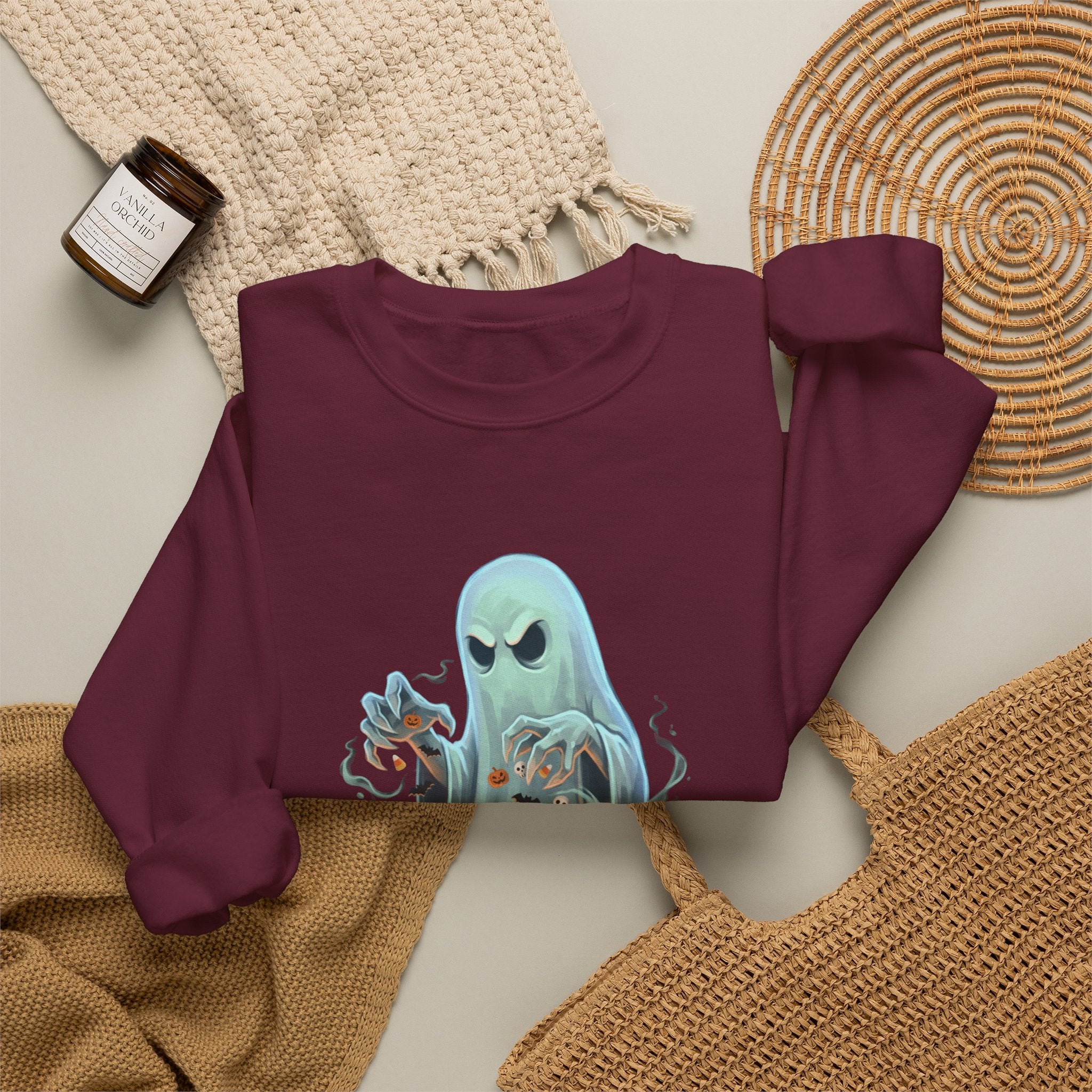 Grumpy Ghost Halloween Crewneck Sweatshirt