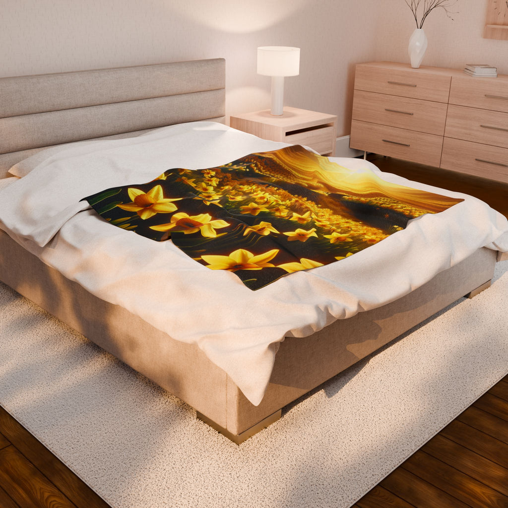 Velveteen Plush Blanket - Daffodils