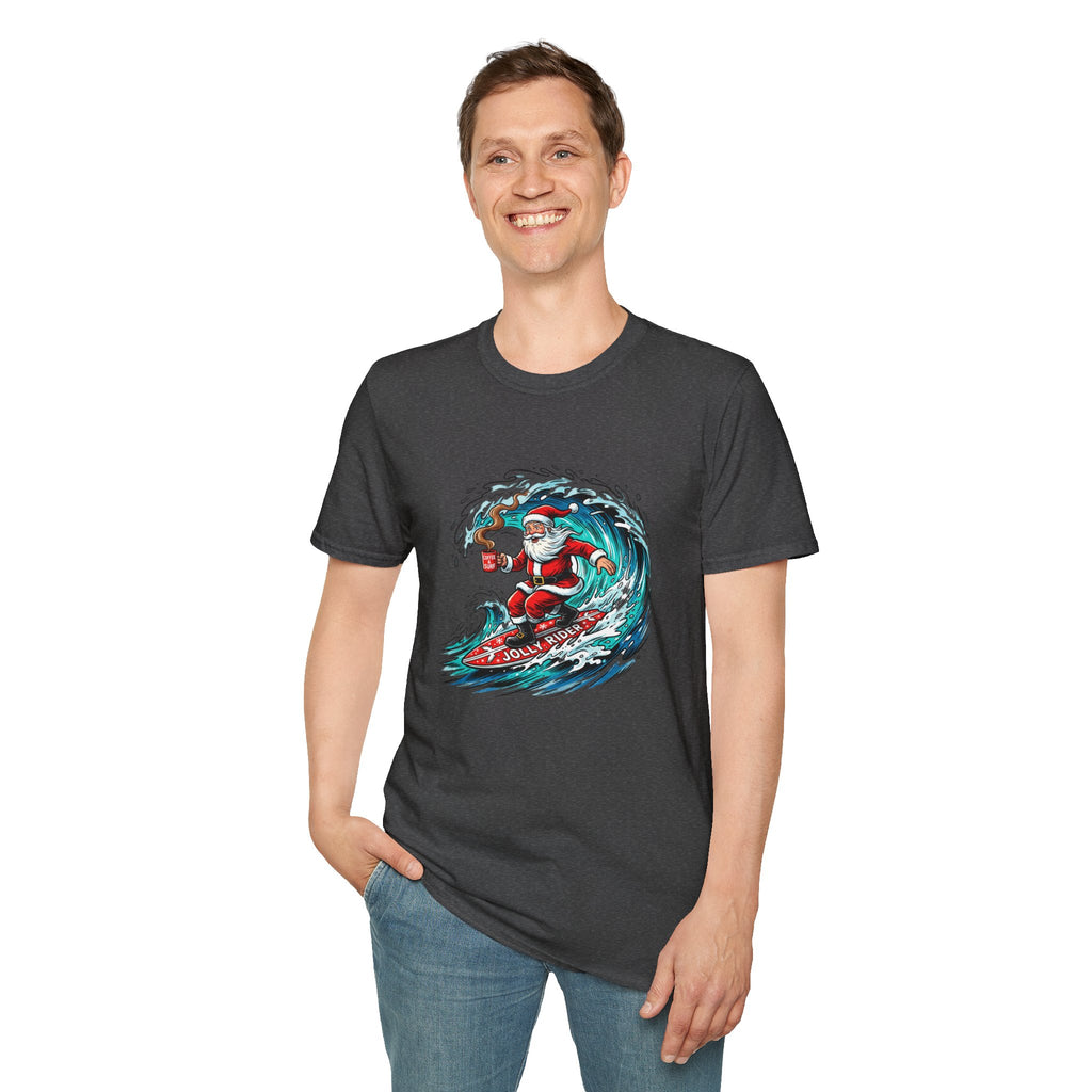 Santa Surfing T-Shirt — Surfing Santa Christmas Tee