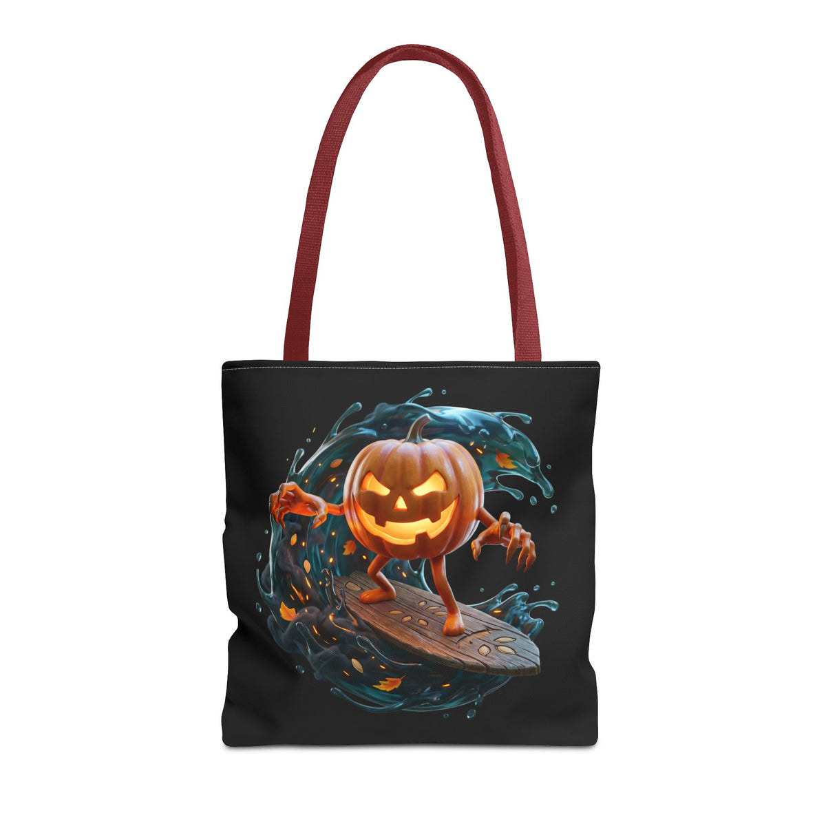 Halloween Pumpkin Surf Tote Bag — Spooky Jack-O'-Lantern Surfing Beach Tote
