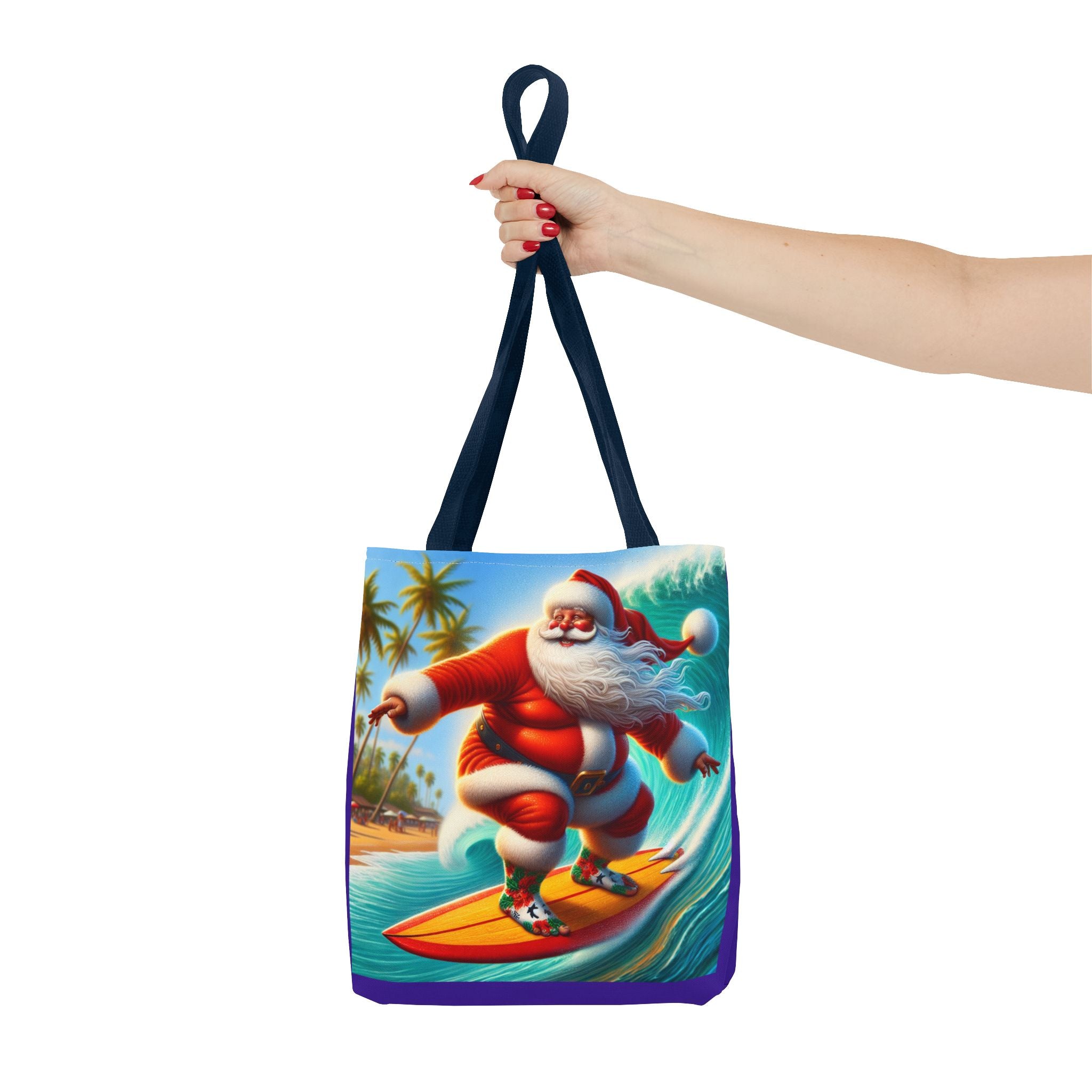 Surfing Santa Tote Bag — Tropical Christmas Beach Holiday Tote