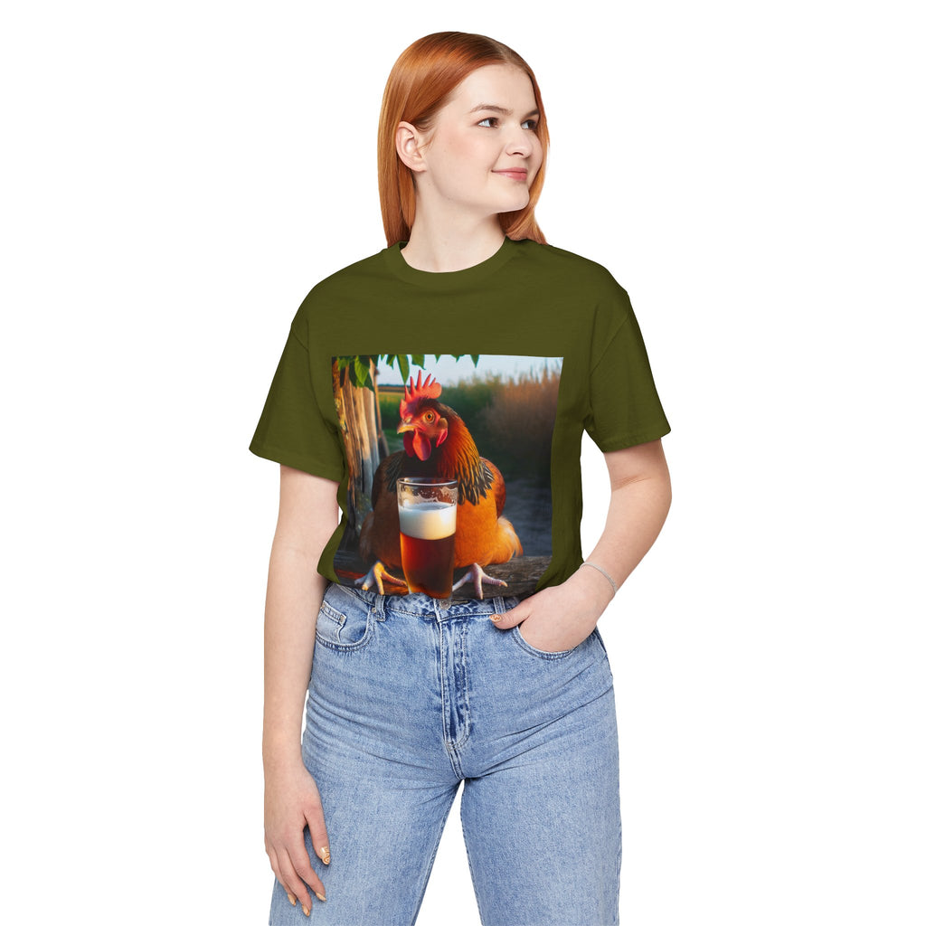 Funny Rooster with Beer Graphic Unisex T-Shirt