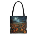 Halloween Pumpkin Field Tote Bag — Spooky Jack-O'-Lantern All-Over Print