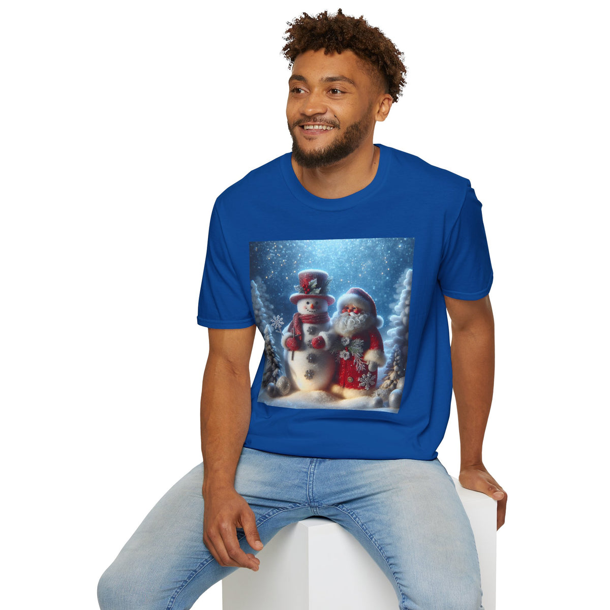 Christmas Santa & Snowman T-Shirt — Holiday Winter Scene Tee