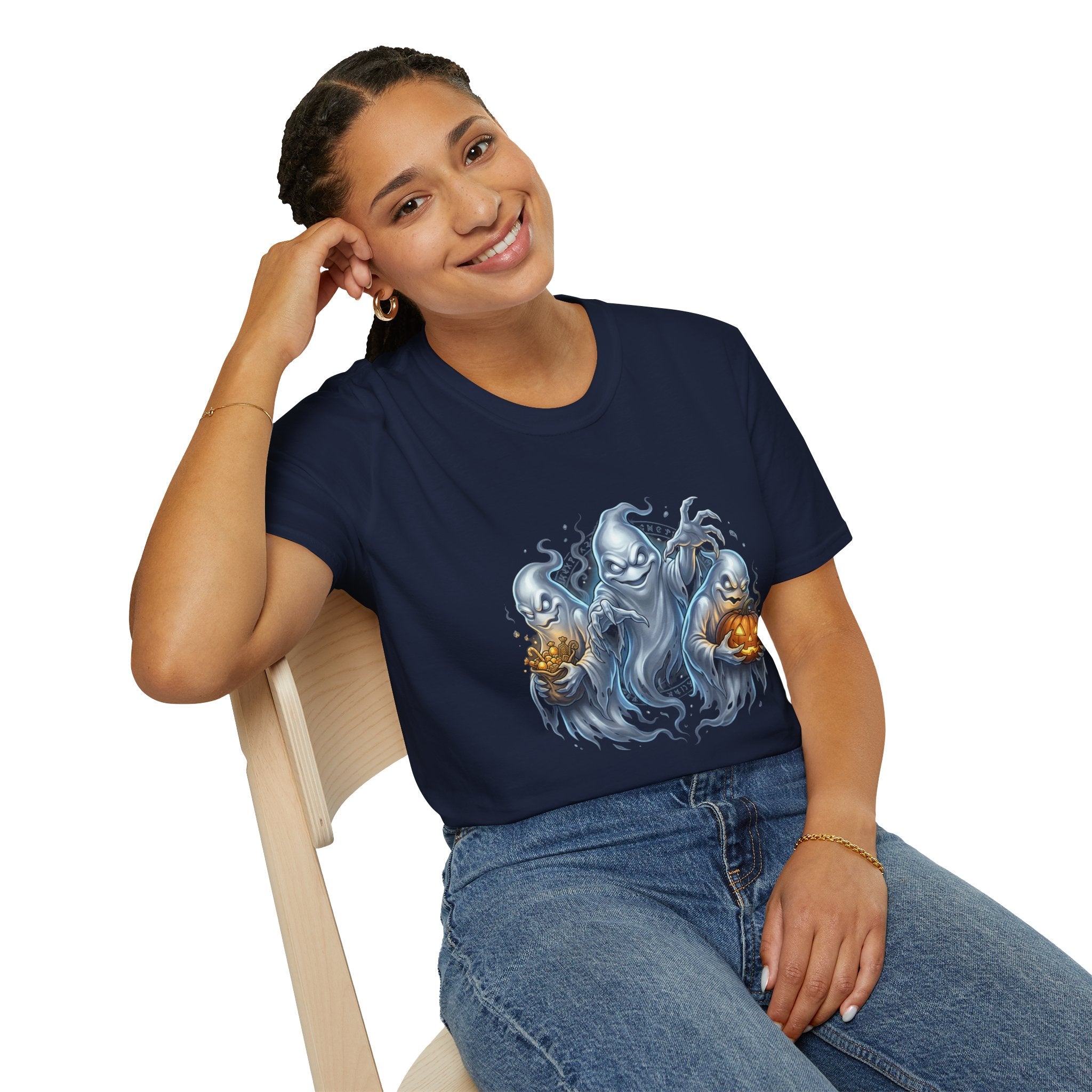 Three Menacing Ghosts Halloween Unisex Softstyle T-Shirt