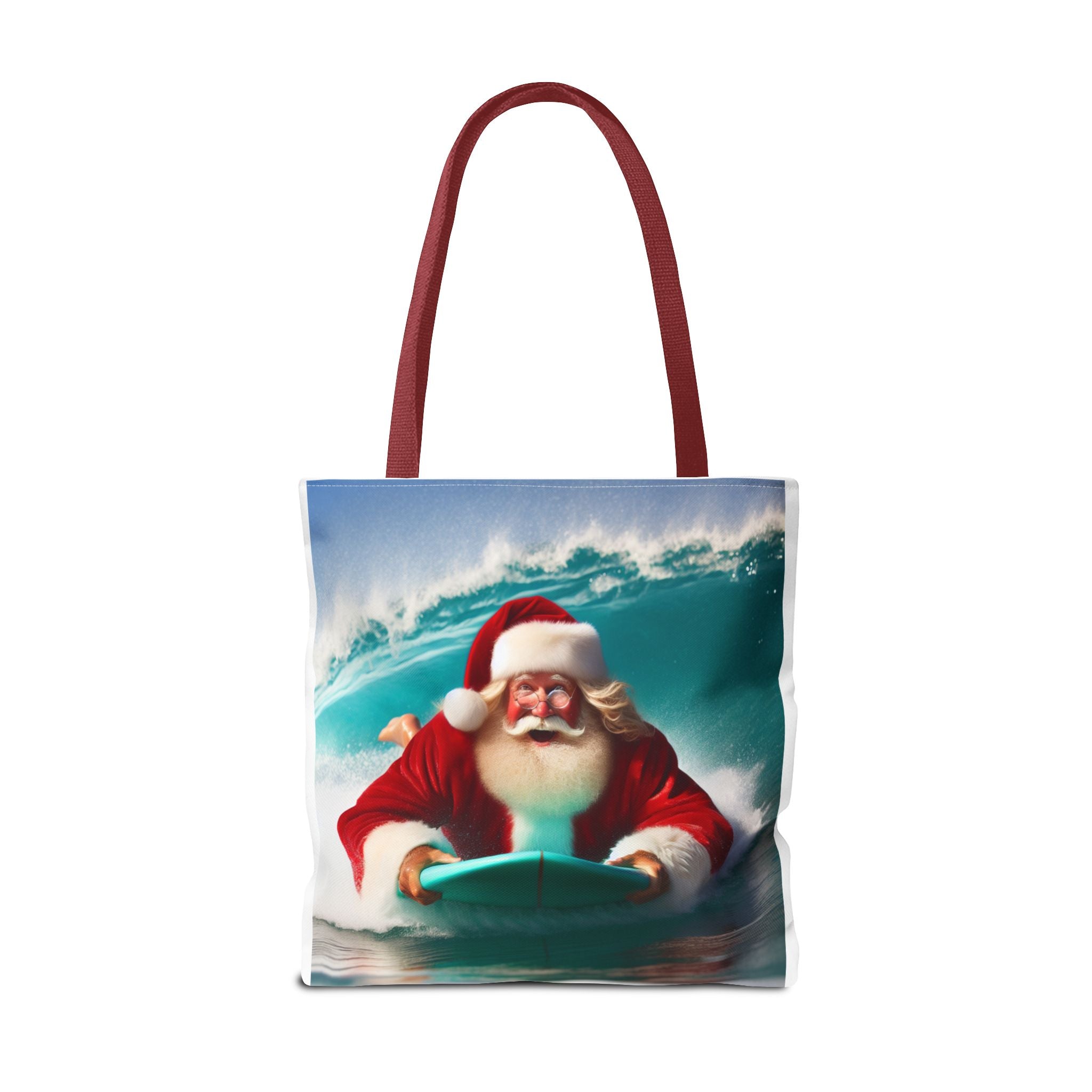 Christmas Surfing Santa Tote Bag – Festive Beach Holiday Shopper