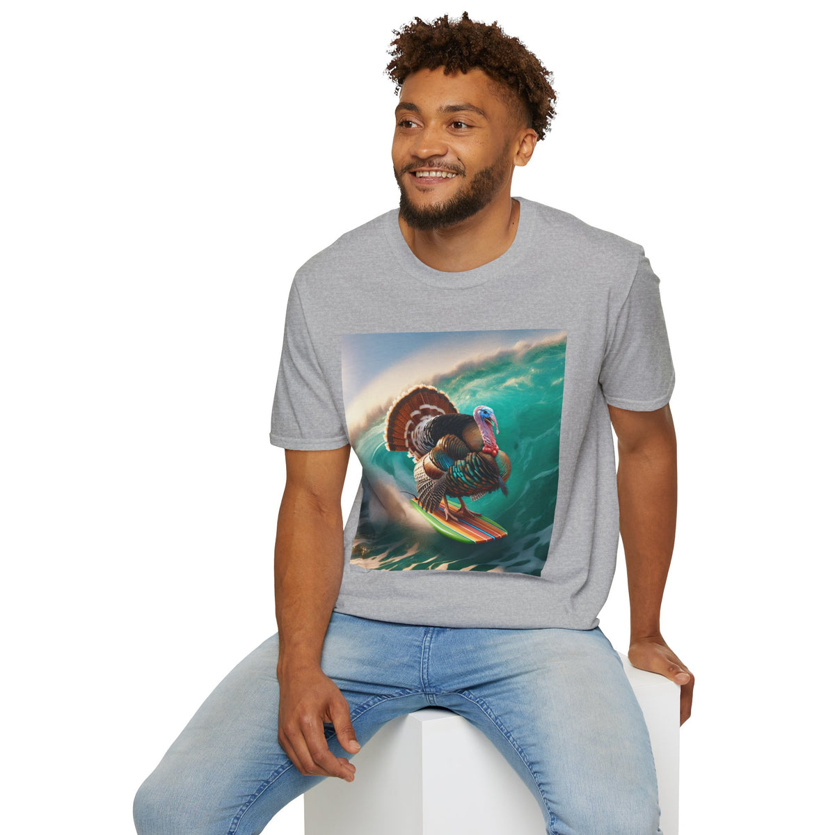 Majestic Surfing Turkey T-Shirt – Thanksgiving Wildlife Graphic Tee