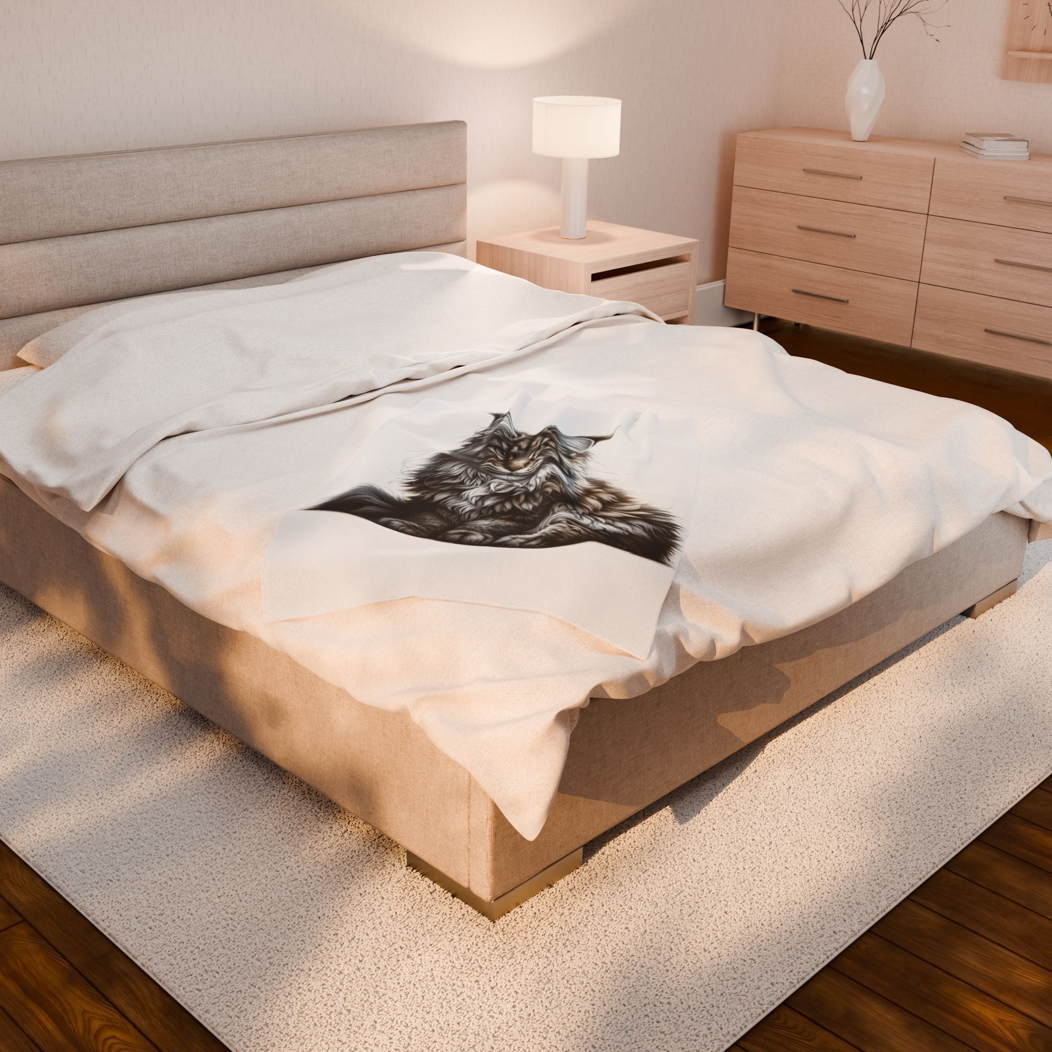Velveteen Plush Blanket - Maine Coon Cat 3