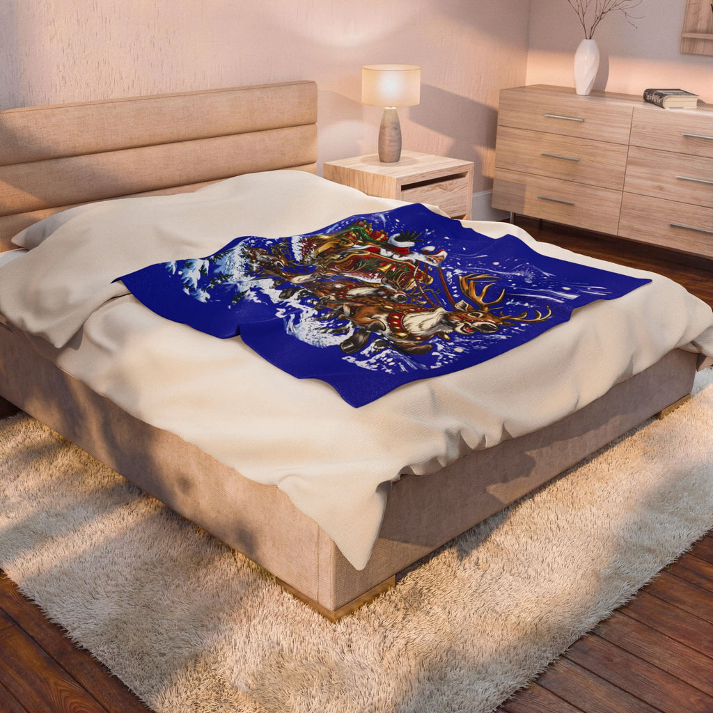 Santa’s Sleigh Christmas Velveteen Plush Blanket