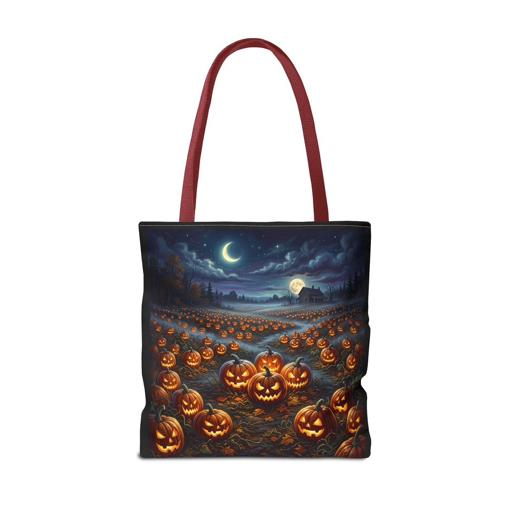 Halloween Pumpkin Patch Tote Bag — Spooky Night Jack-O'-Lantern Canvas Tote