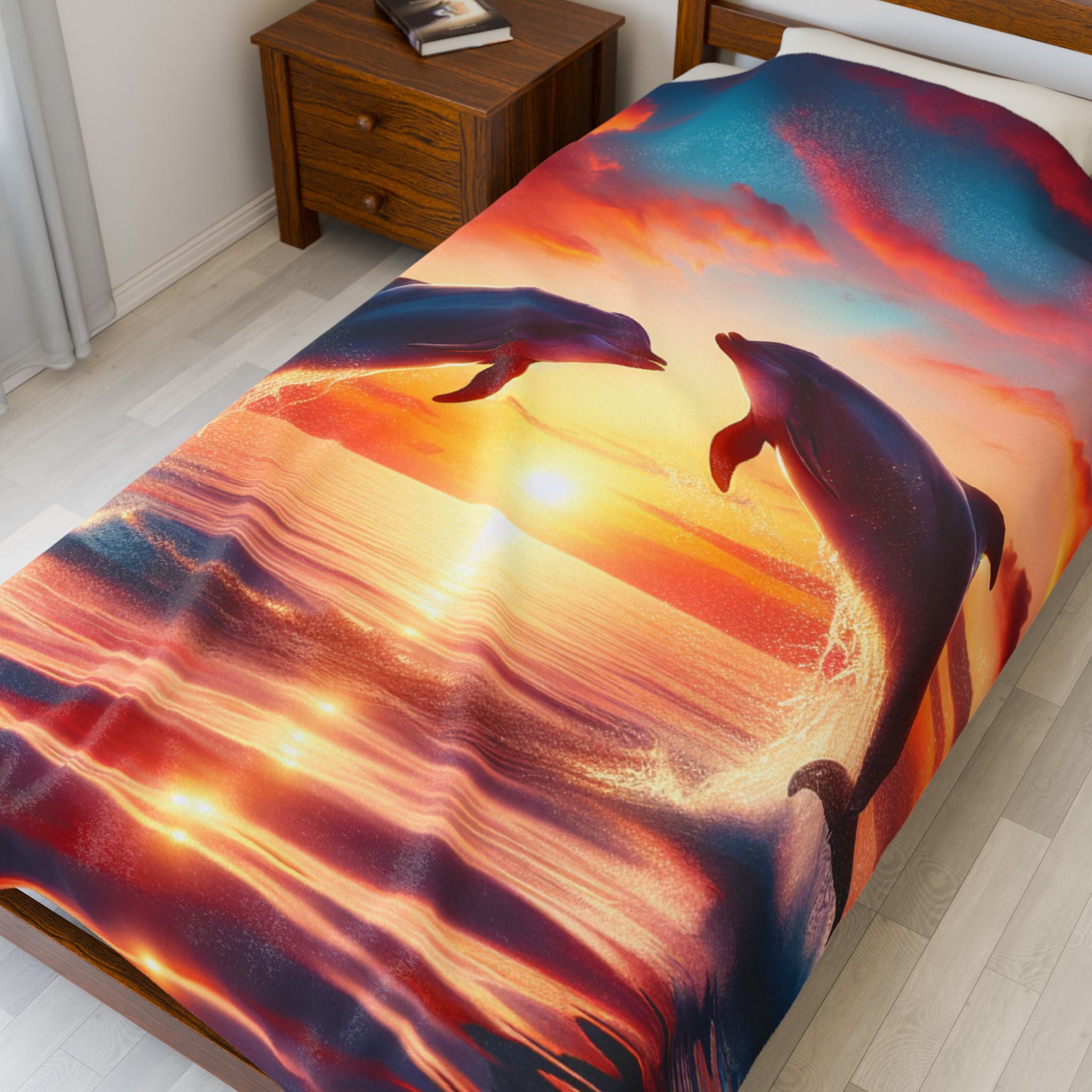 Velveteen Plush Blanket - Dolphins