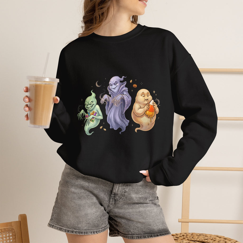 Three Quirky Ghosts Halloween Unisex Heavy Blend Crewneck Sweatshirt
