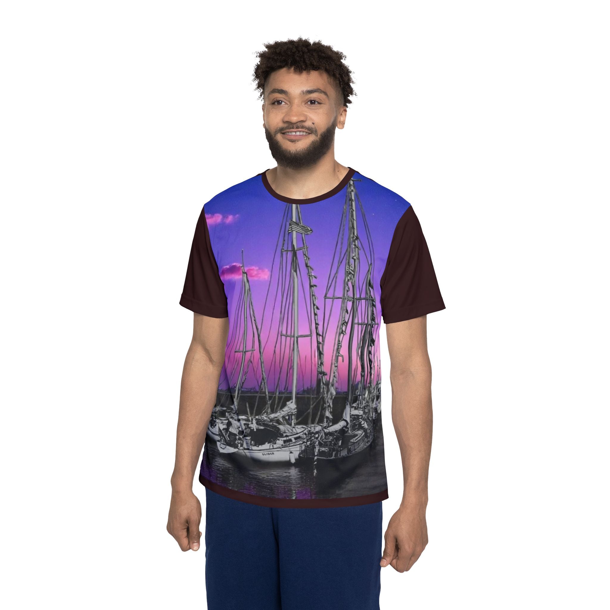 Sailboat Harbor Sunset Men's Jersey