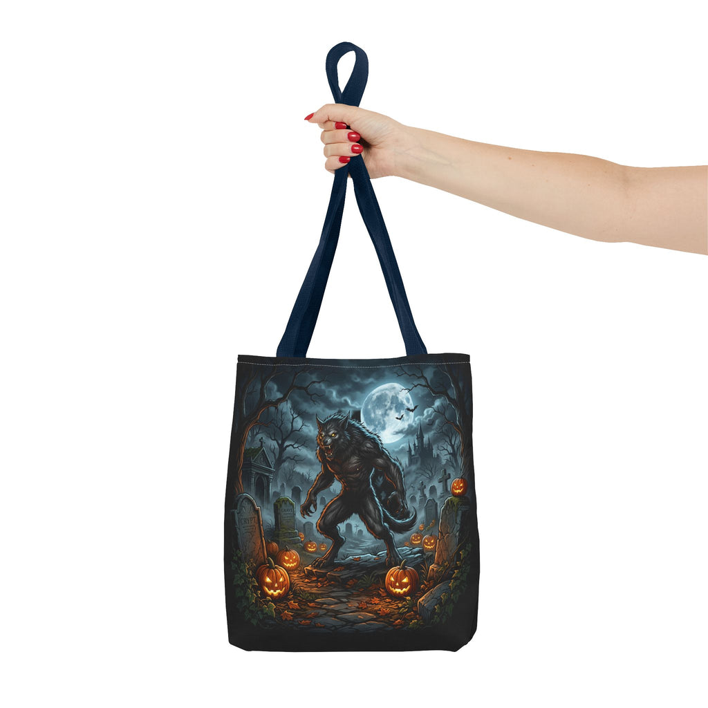 Halloween Werewolf Tote Bag – Spooky Graveyard Pumpkin Night Market Tote