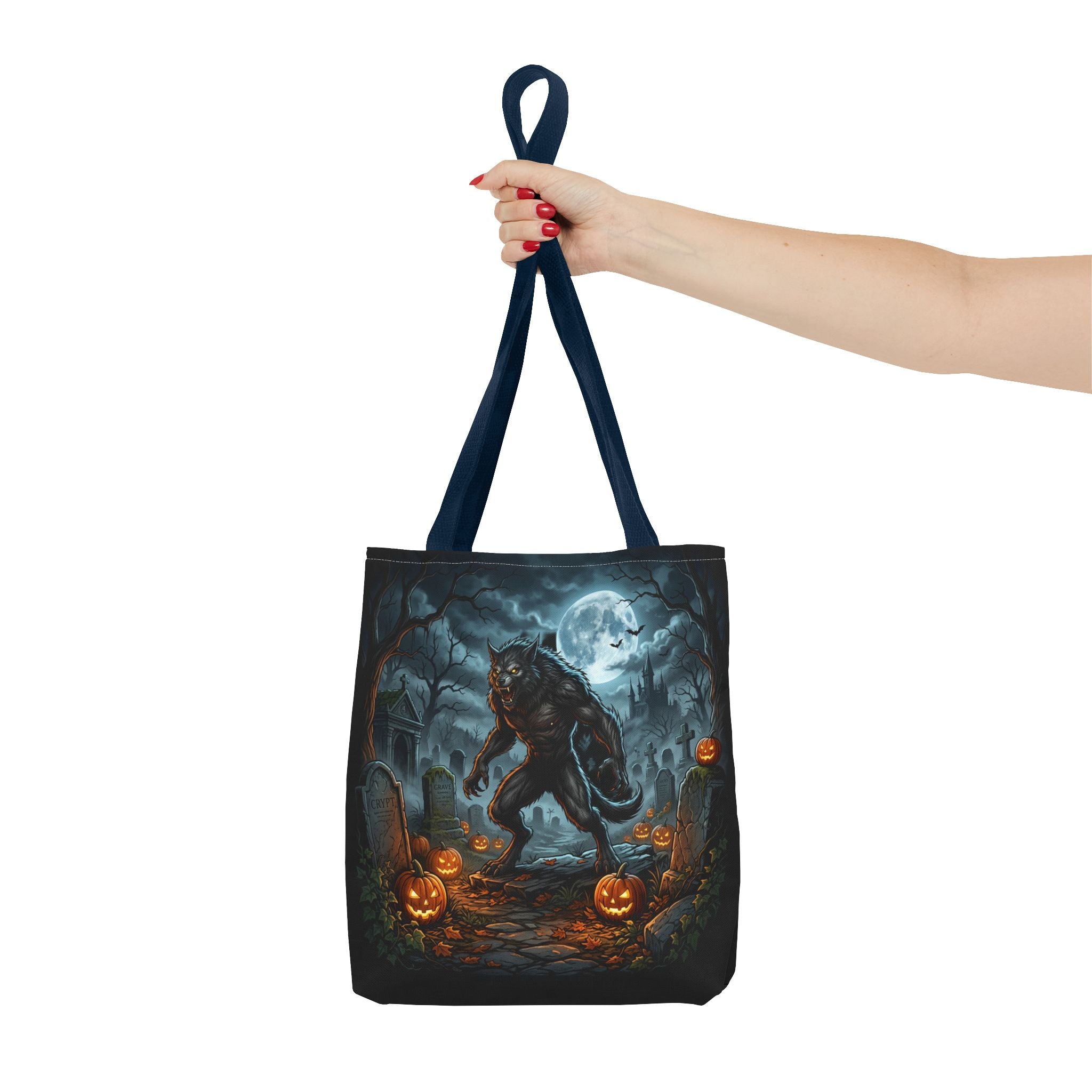 Halloween Werewolf Tote Bag – Spooky Graveyard Pumpkin Night Market Tote