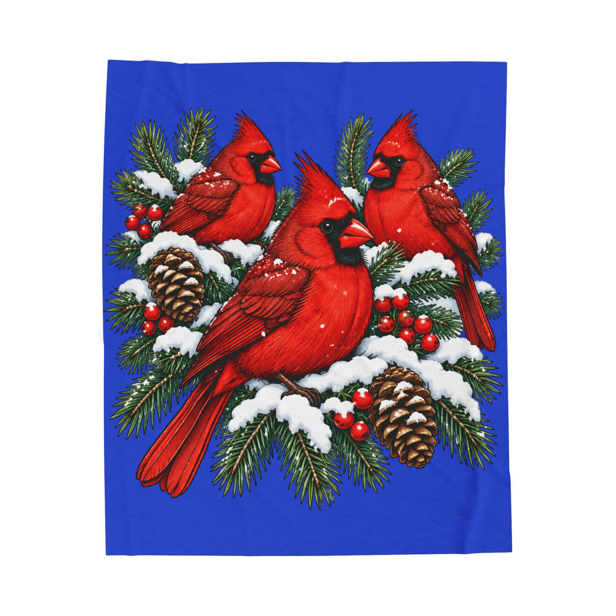 Cardinal Christmas Velveteen Plush Blanket