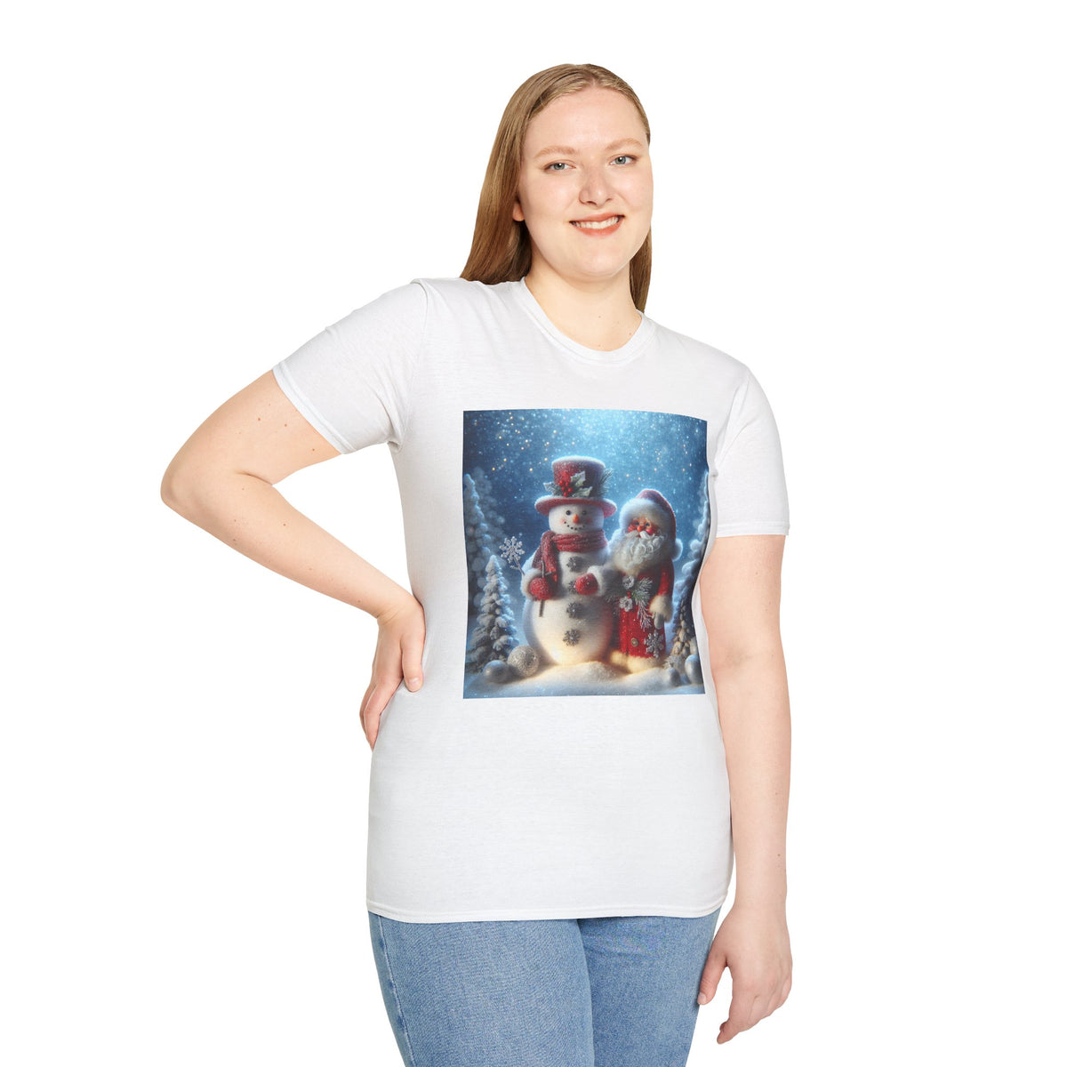 Christmas Santa & Snowman T-Shirt — Holiday Winter Scene Tee