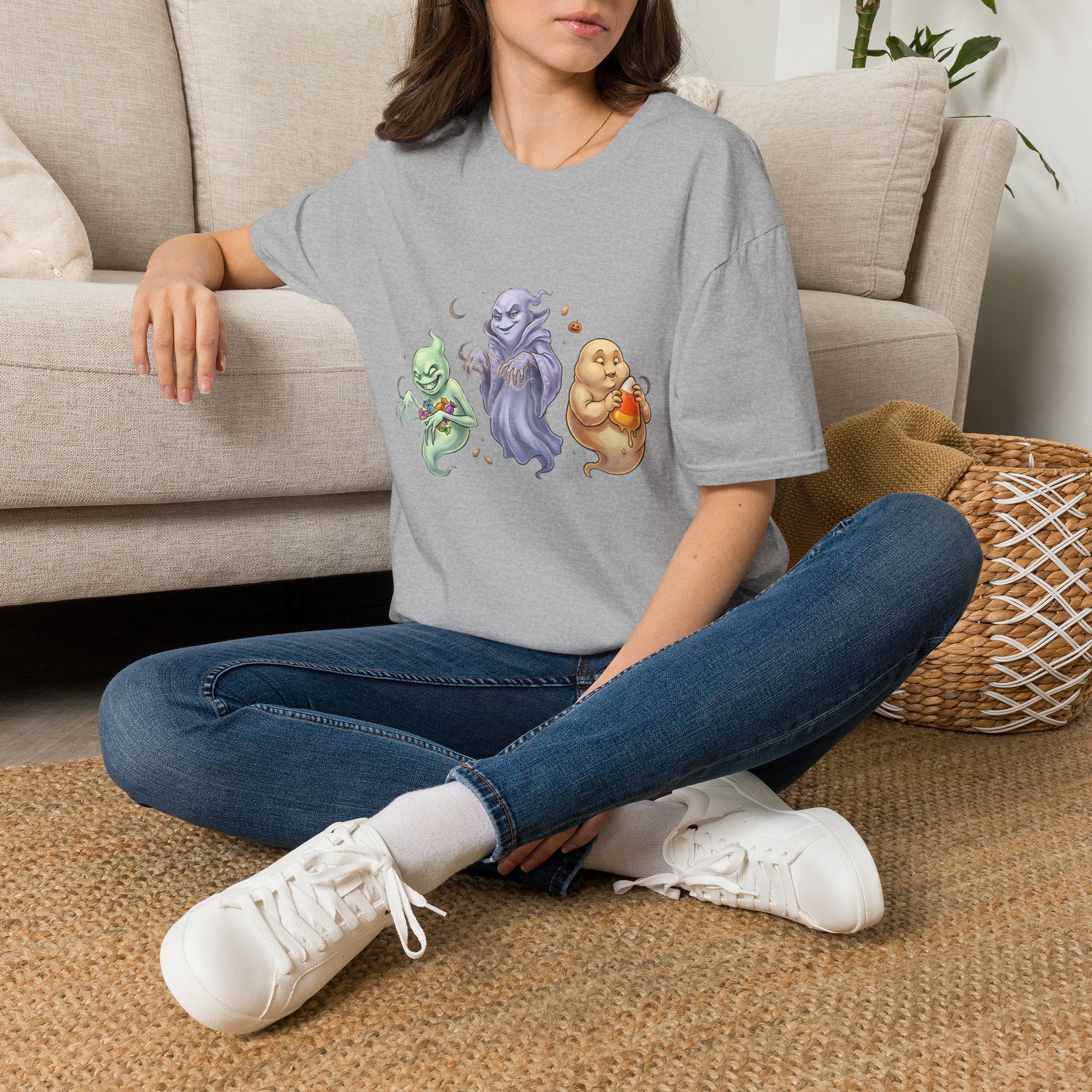 Three Quirky Ghosts Halloween Unisex Softstyle T-Shirt