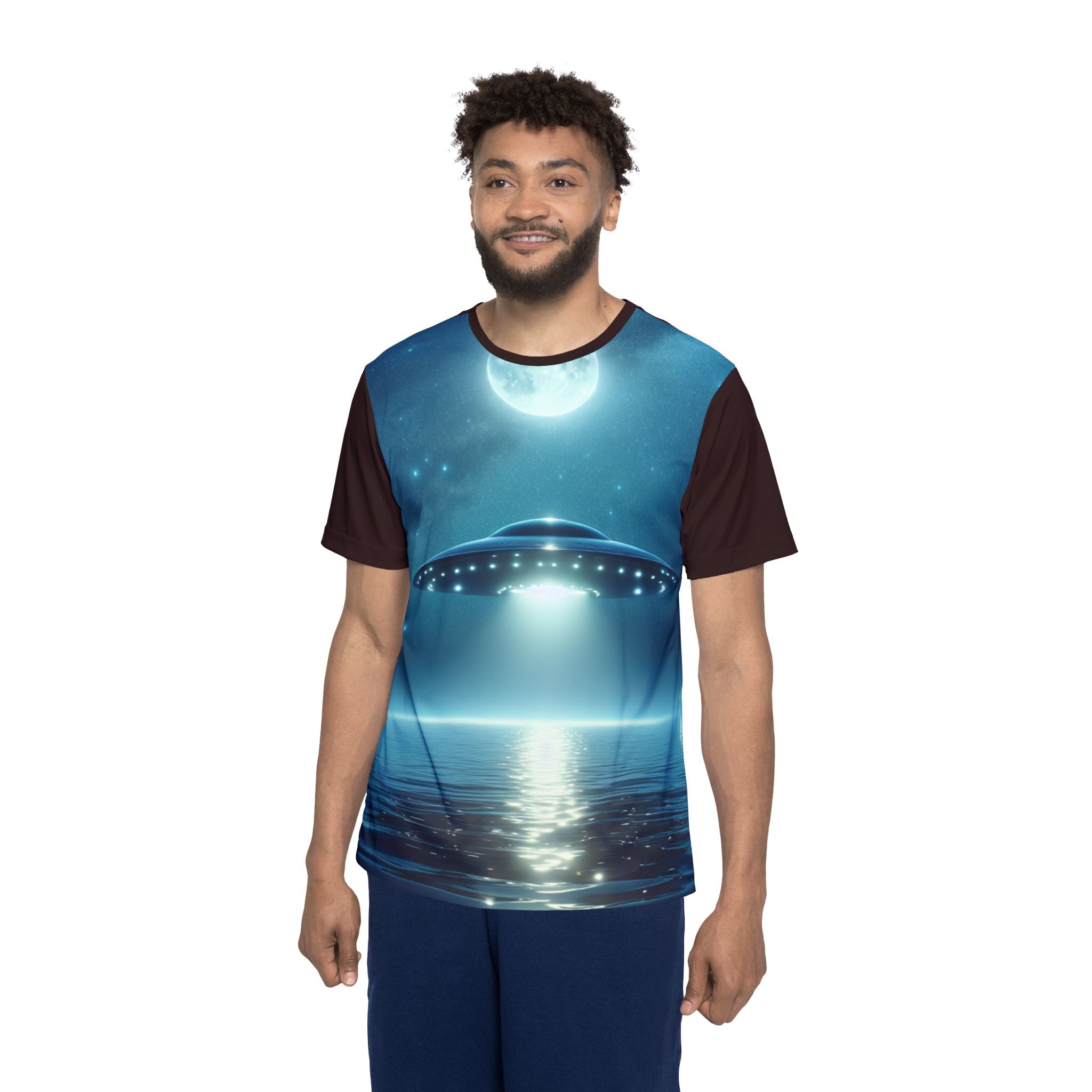 UFO Nightscape Sports Jersey – Alien Spaceship Graphic Tee